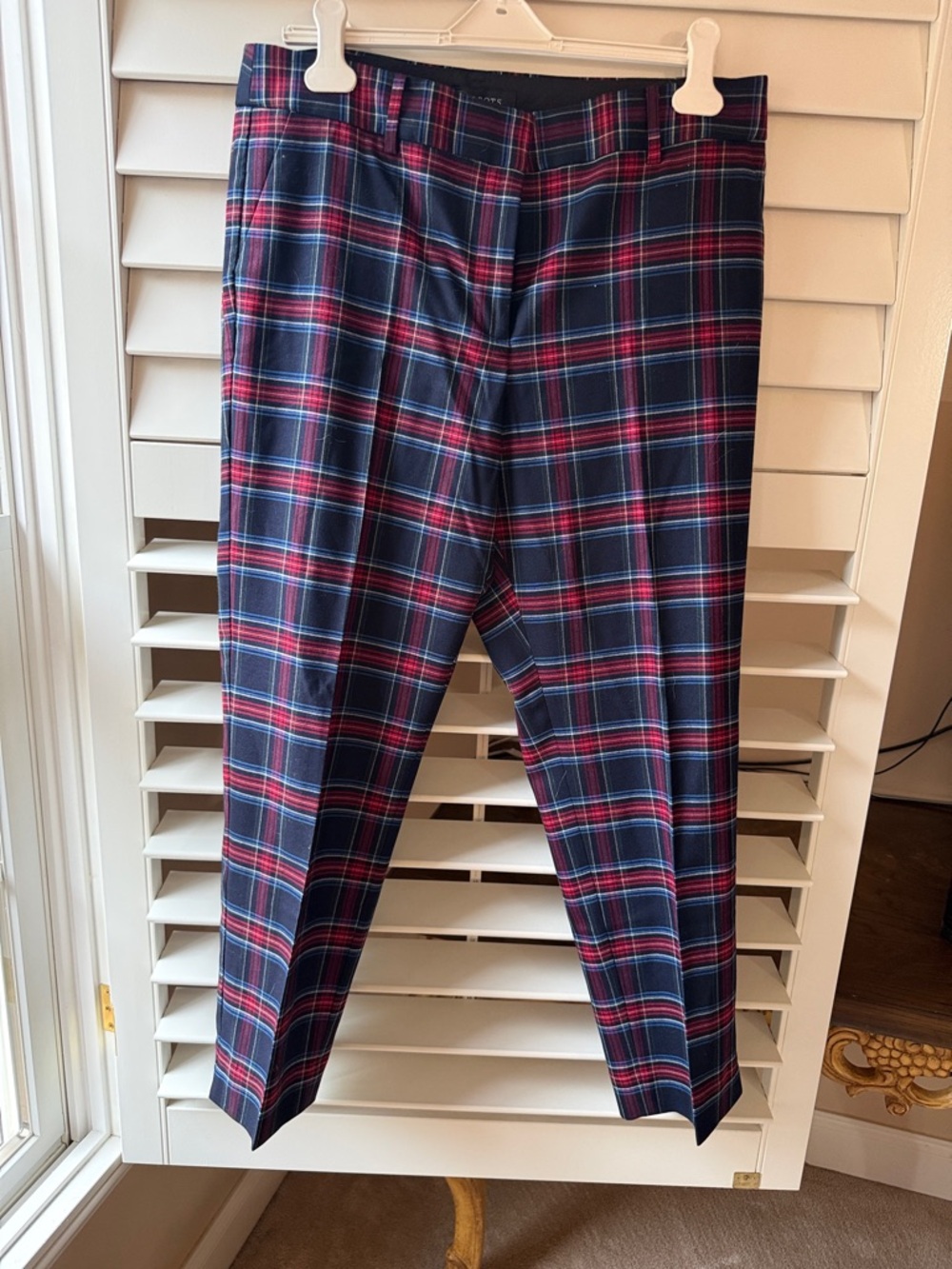Talbots Navy and Red Plaid Women's Tapered Pants